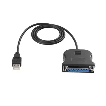 Черный двунаправленный параллельный интерфейс связи USB с 25-контактным кабелем DB25 для параллельного принтера, адаптером, преобразователем шнура