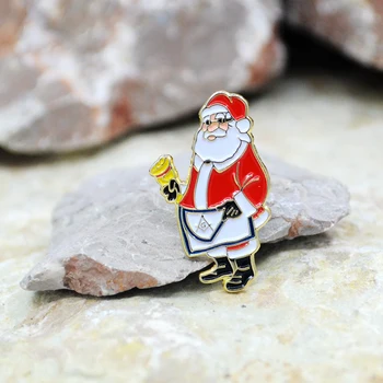 Кавайный масонский значок с рисунком Санта-Клауса, металлическая булавка на лацкане с застежкой-бабочкой, масонская брошь, Рождественский декор