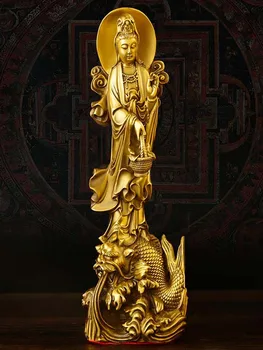 Медная Богиня Милосердия украшения из чистой меди императорский дракон Богиня Милосердия домашний магазин столешница Будды латунный стоящий дракон