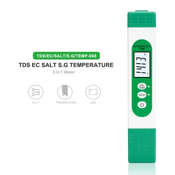 Новый тестер качества воды TDS EC SALT S.G TEMP 5 в 1, цифровой измеритель TDS, измеритель солености в морском аквариуме для аквариумного бассейна