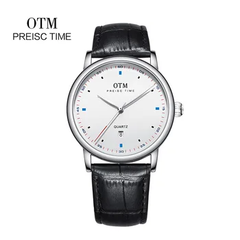OTM Лидирующий бренд, мужские роскошные кварцевые часы, часы с датой, мужские спортивные деловые часы, Кожаные ремешки, водонепроницаемые наручные часы с датой и календарем